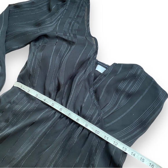 ASTR Black Metallic Stripe Chiffon Overlay One Shoulder Blouse | Size M - Picture 12 of 14
